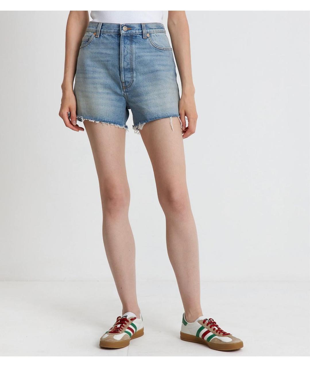 GUCCI Голубые деним шорты, фото 5