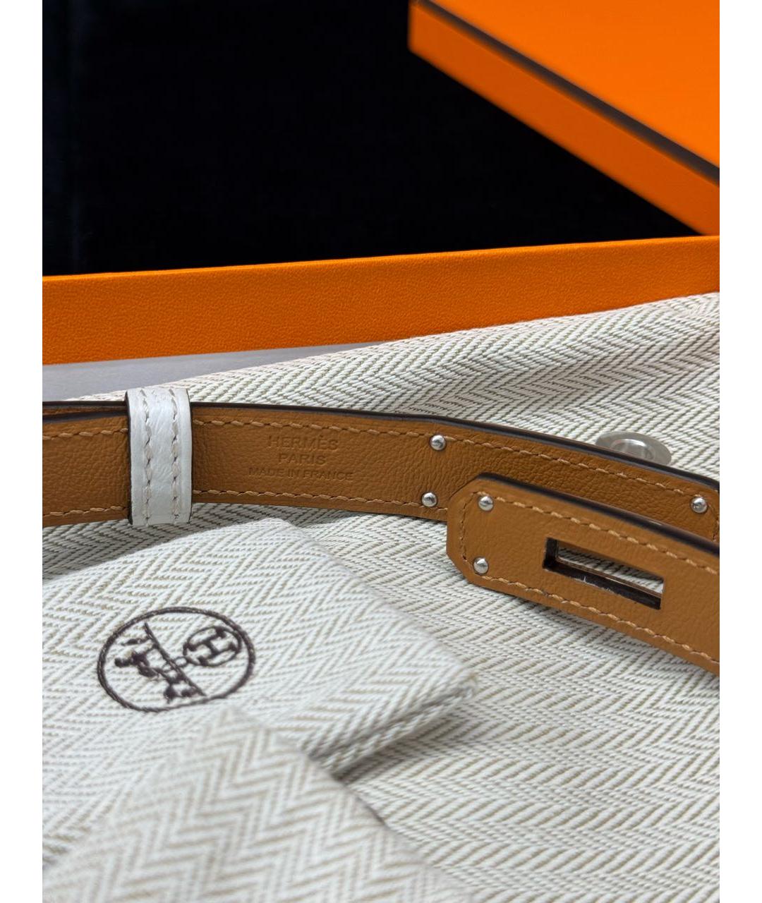HERMES Белый кожаный ремень, фото 5