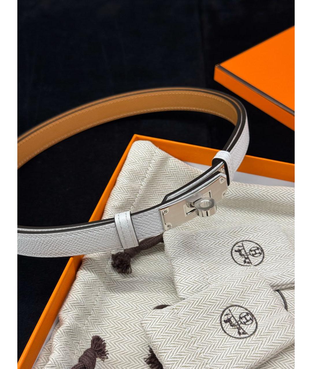 HERMES Белый кожаный ремень, фото 2