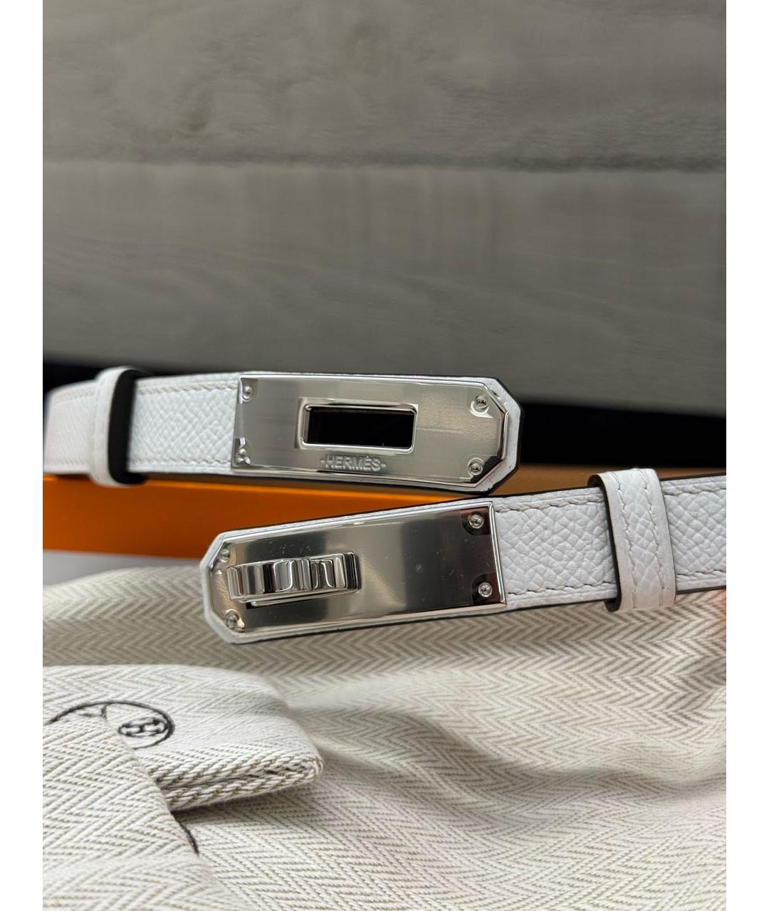 HERMES Белый кожаный ремень, фото 3