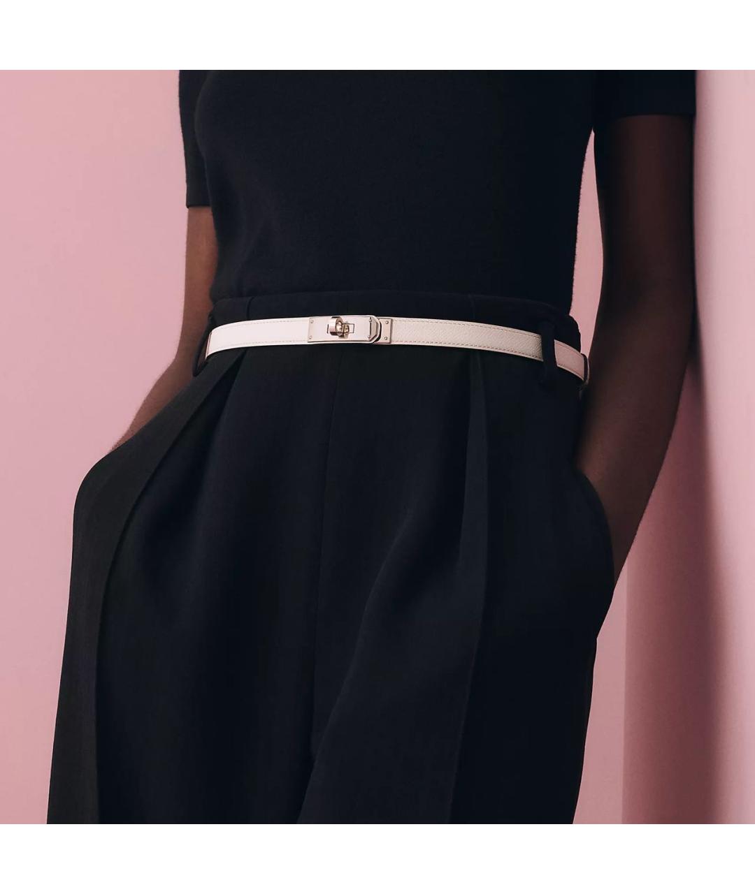 HERMES Белый кожаный ремень, фото 6