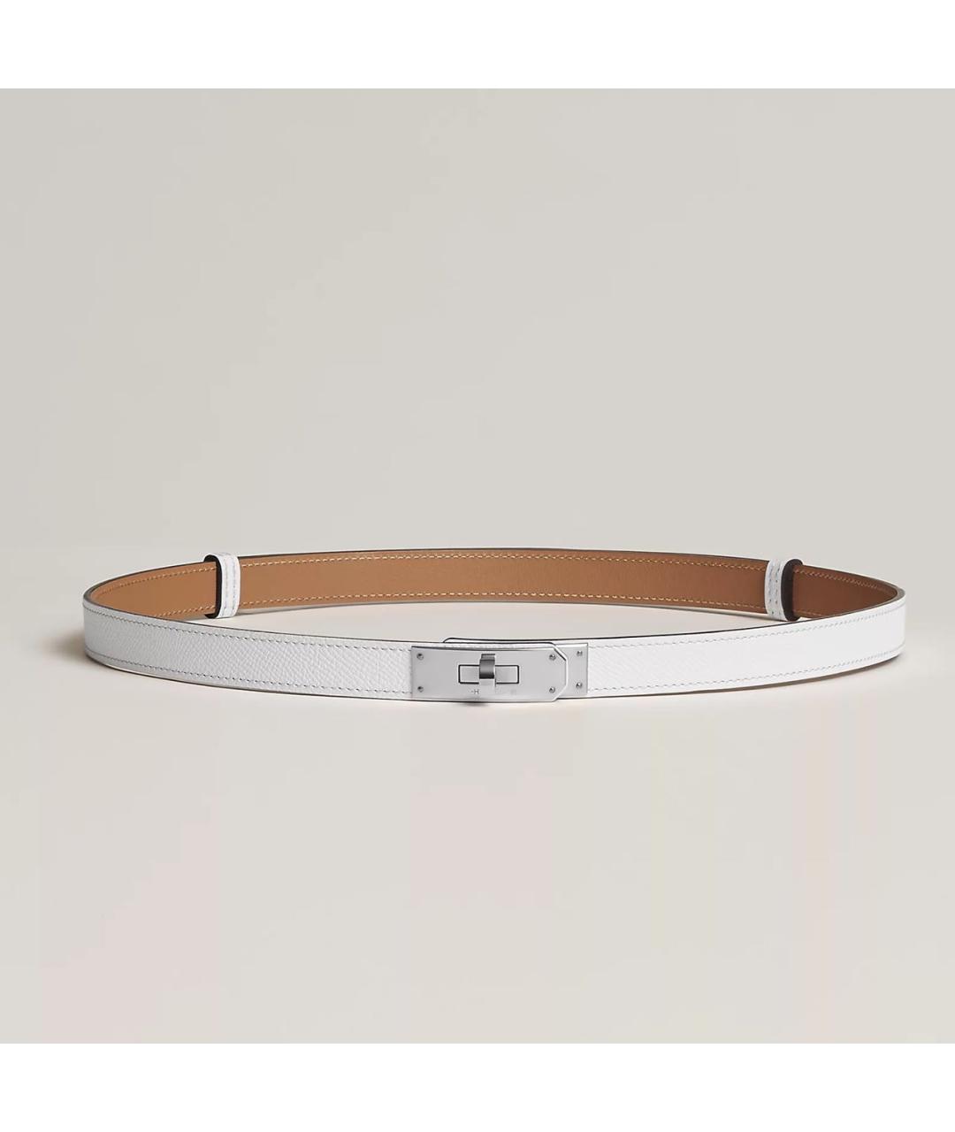 HERMES Белый кожаный ремень, фото 7