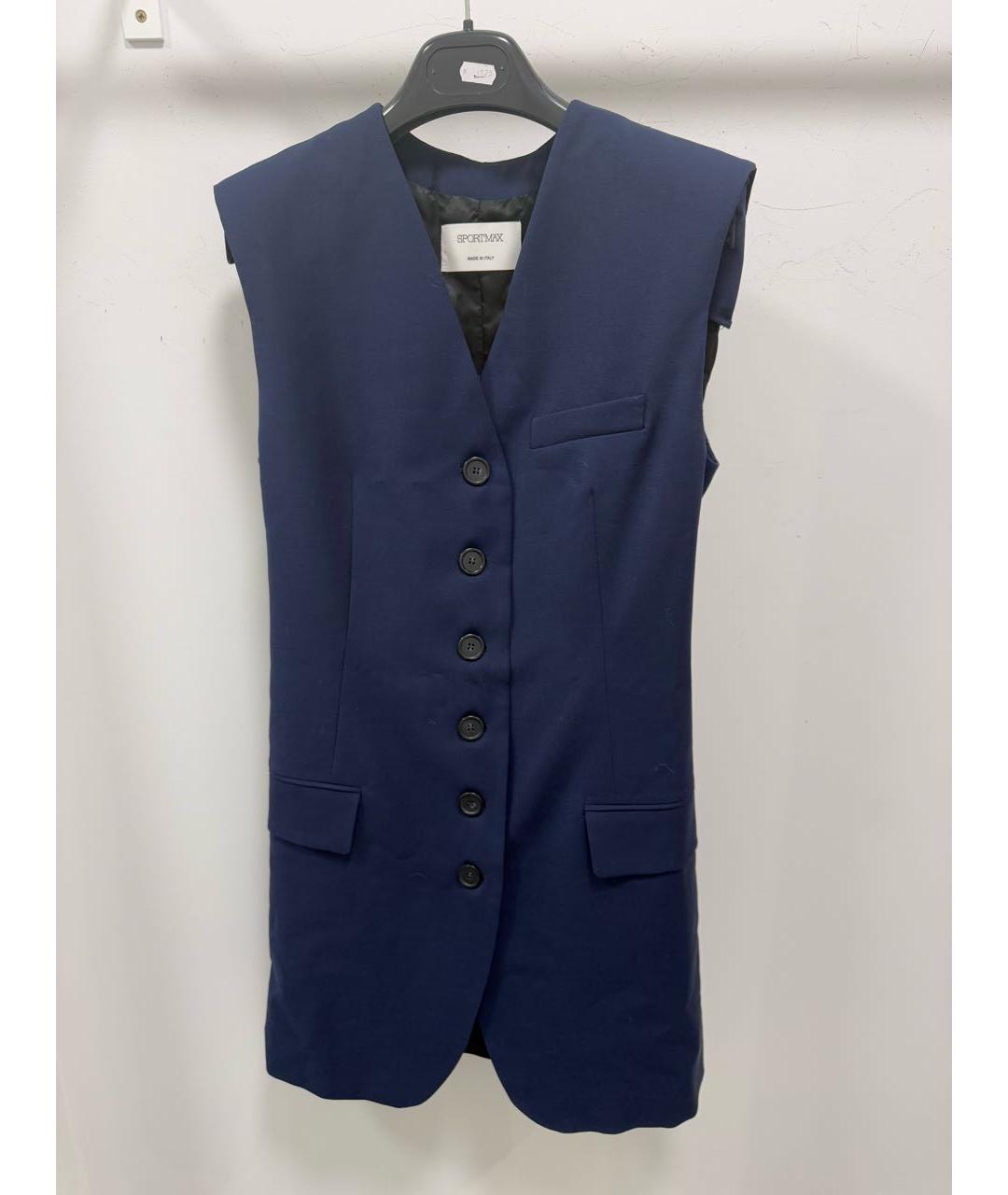 SPORTMAX Темно-синий шерстяной жилет, фото 8