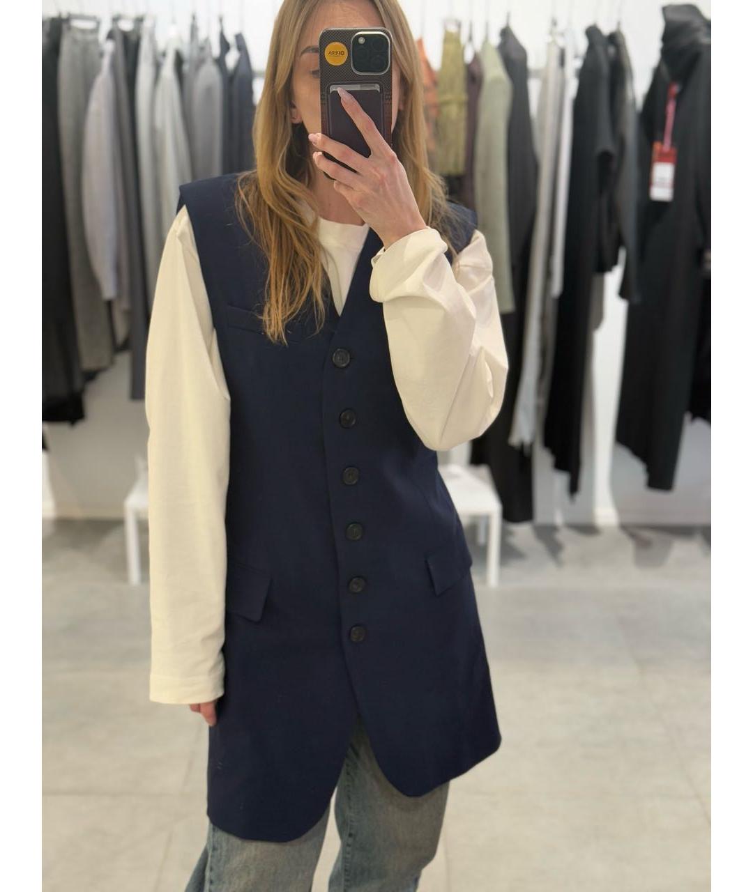 SPORTMAX Темно-синий шерстяной жилет, фото 5