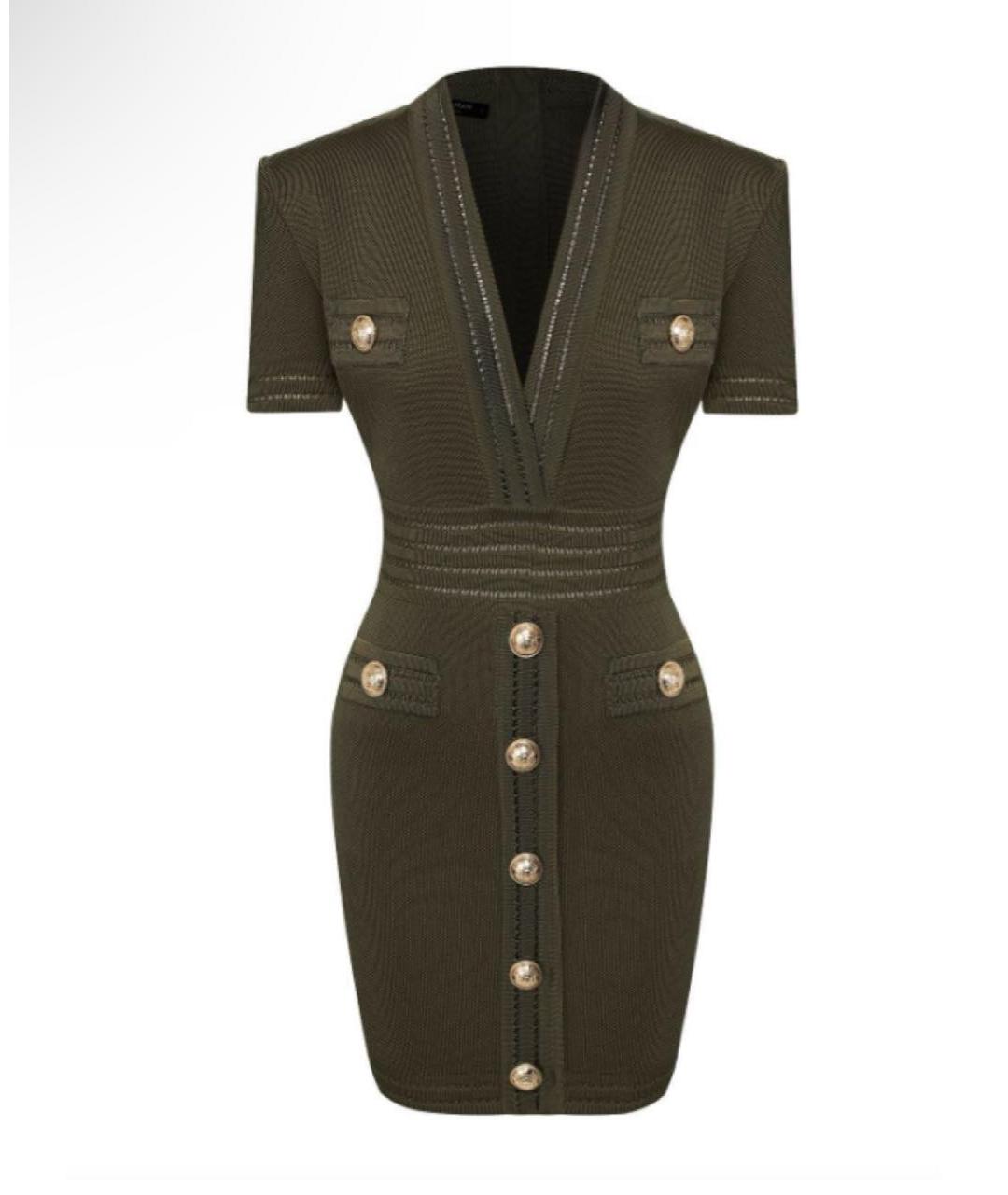 BALMAIN Хаки вечернее платье, фото 8