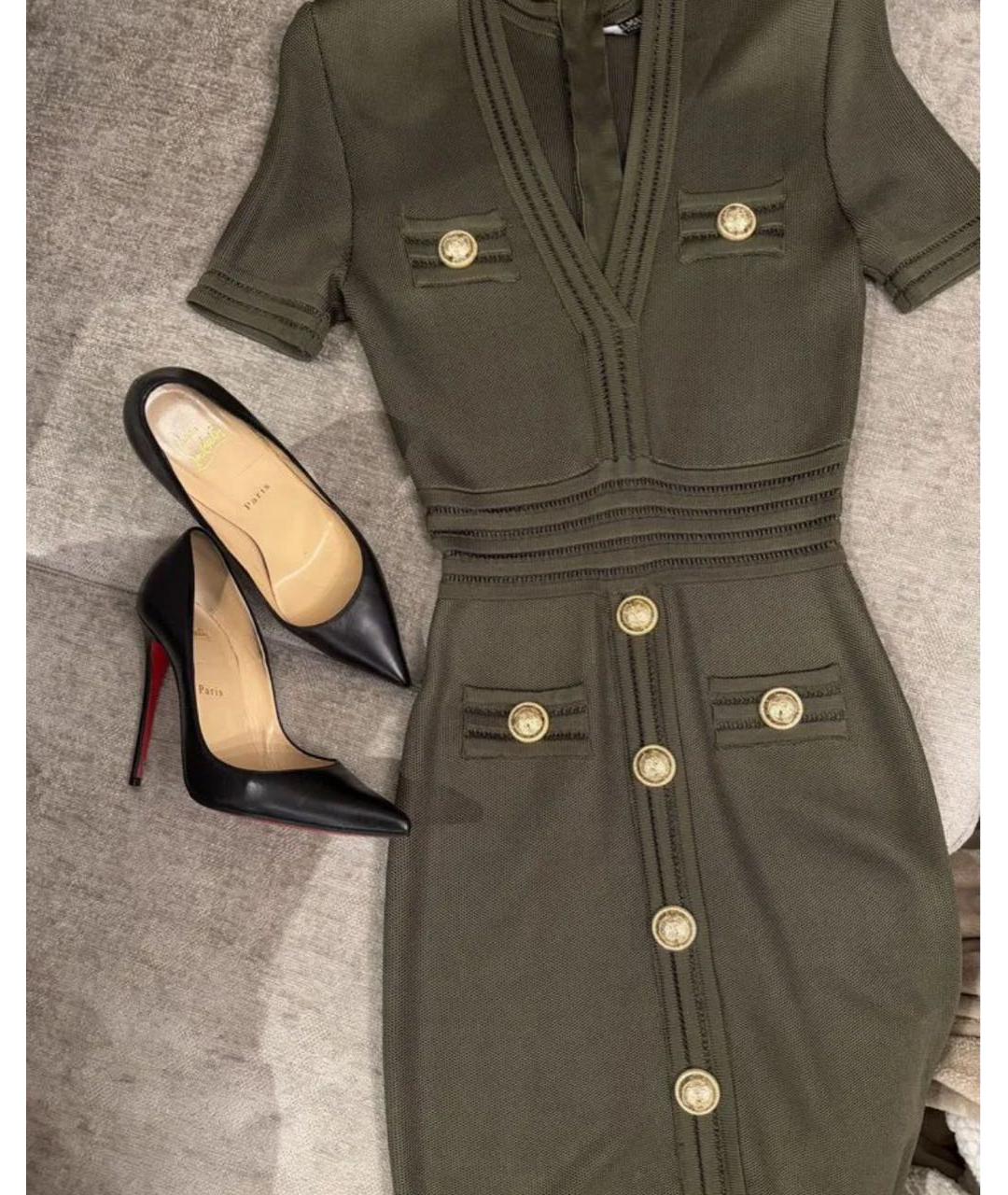 BALMAIN Хаки вечернее платье, фото 2