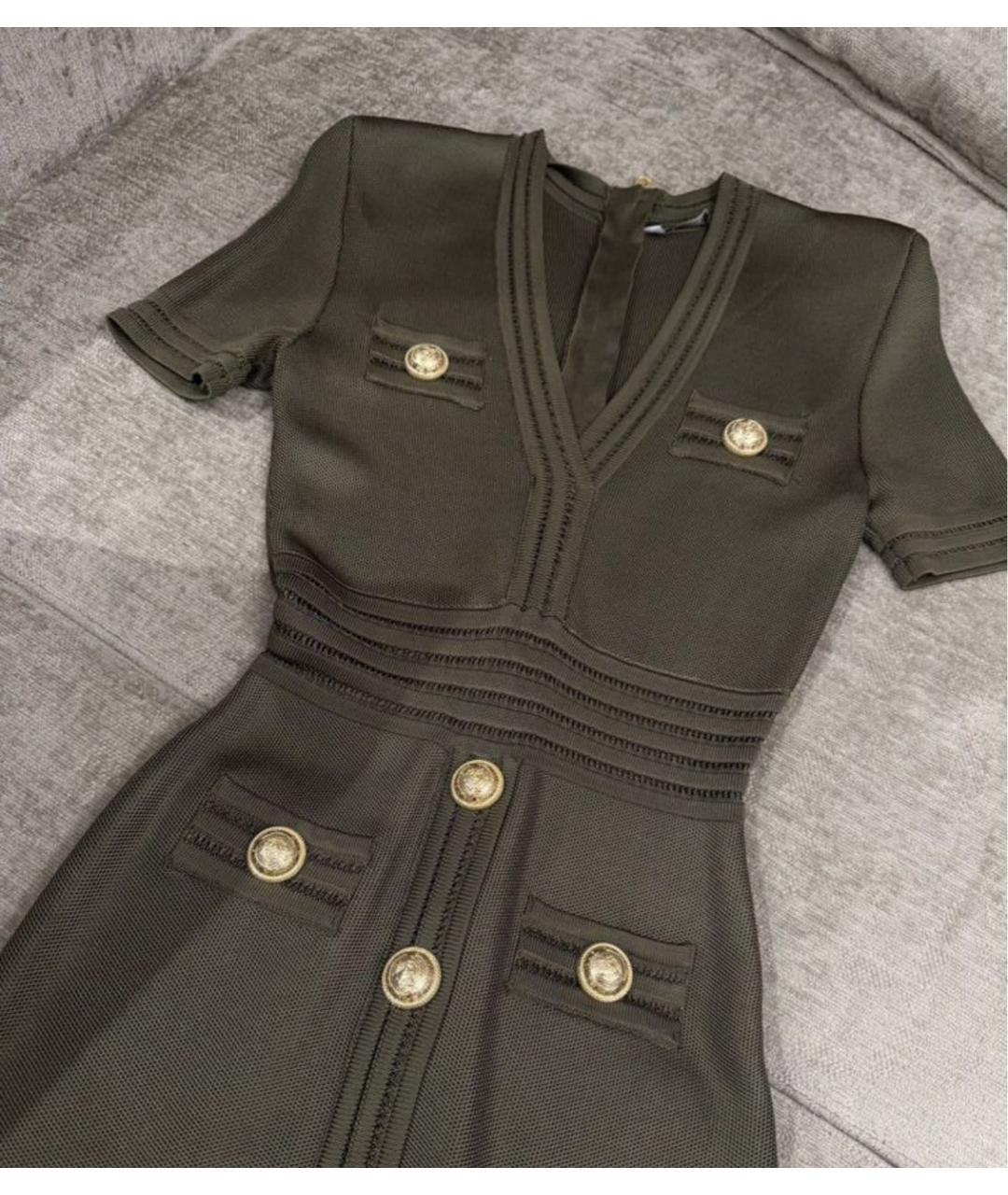 BALMAIN Хаки вечернее платье, фото 3