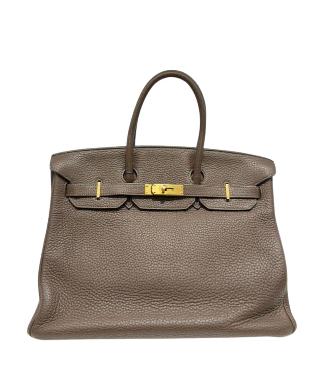 HERMES Коричневая кожаная сумка с короткими ручками, фото 1