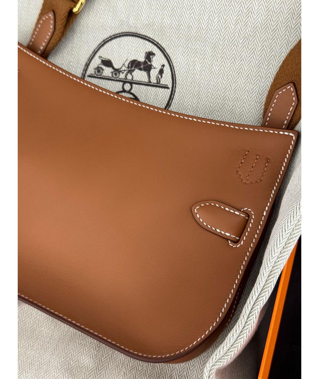 HERMES Коричневая кожаная сумка через плечо, фото 6