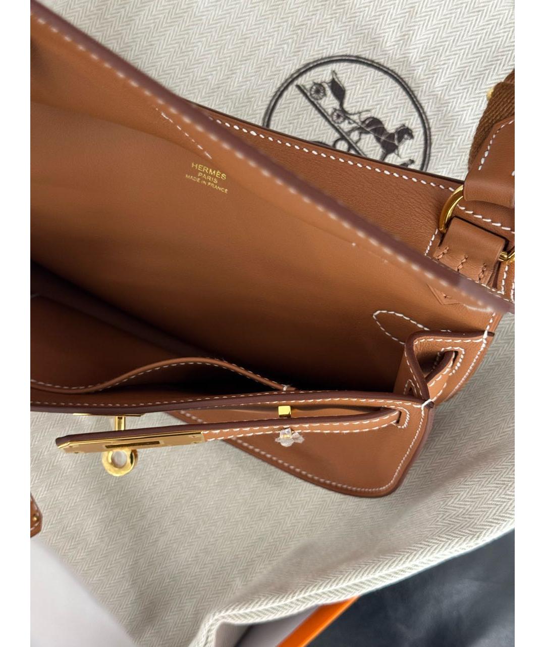 HERMES Коричневая кожаная сумка через плечо, фото 7