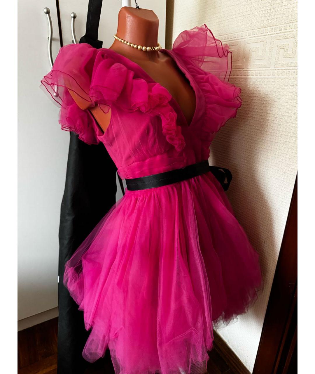 PINKO Фуксия полиэстеровое коктейльное платье, фото 4