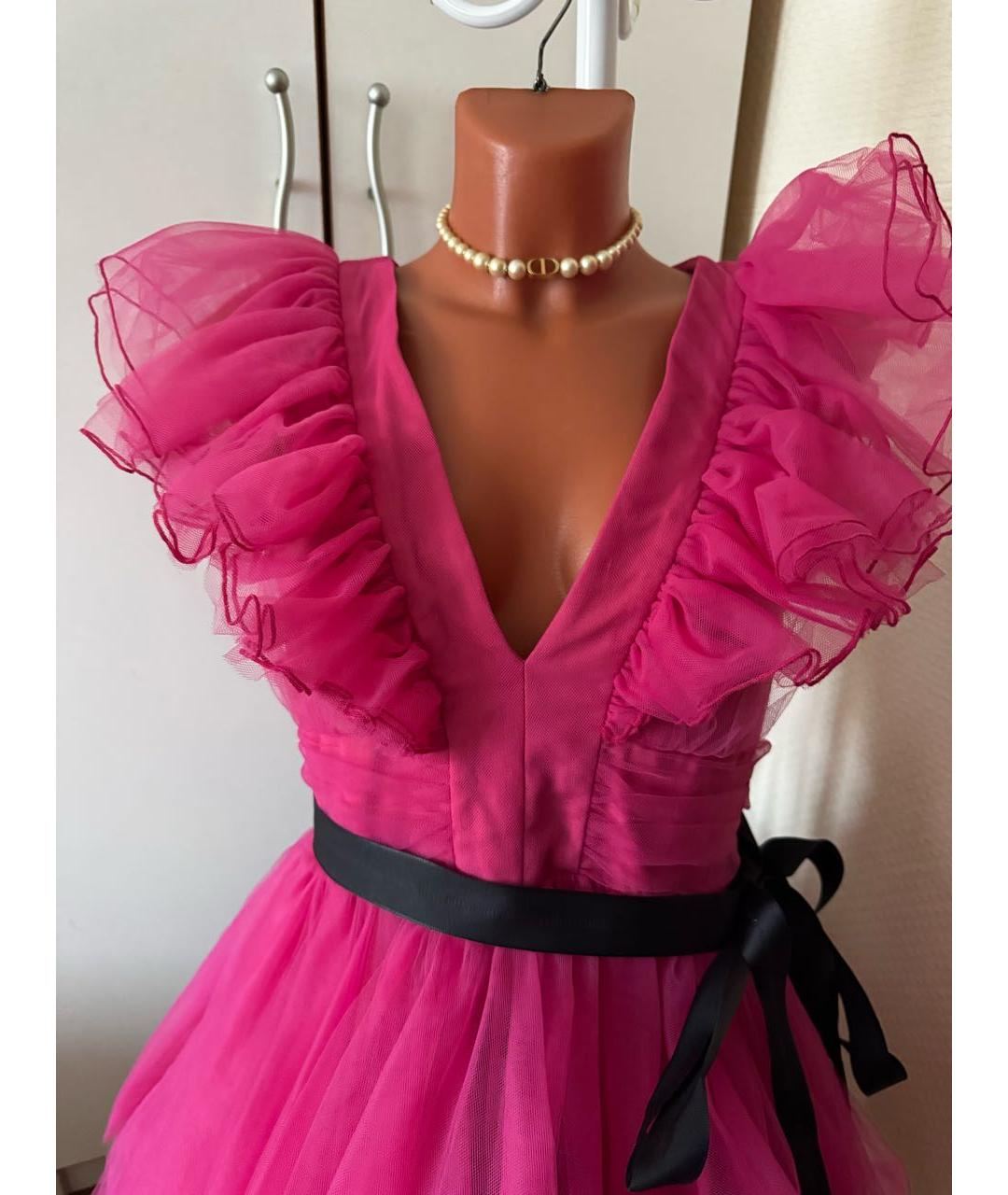 PINKO Фуксия полиэстеровое коктейльное платье, фото 3