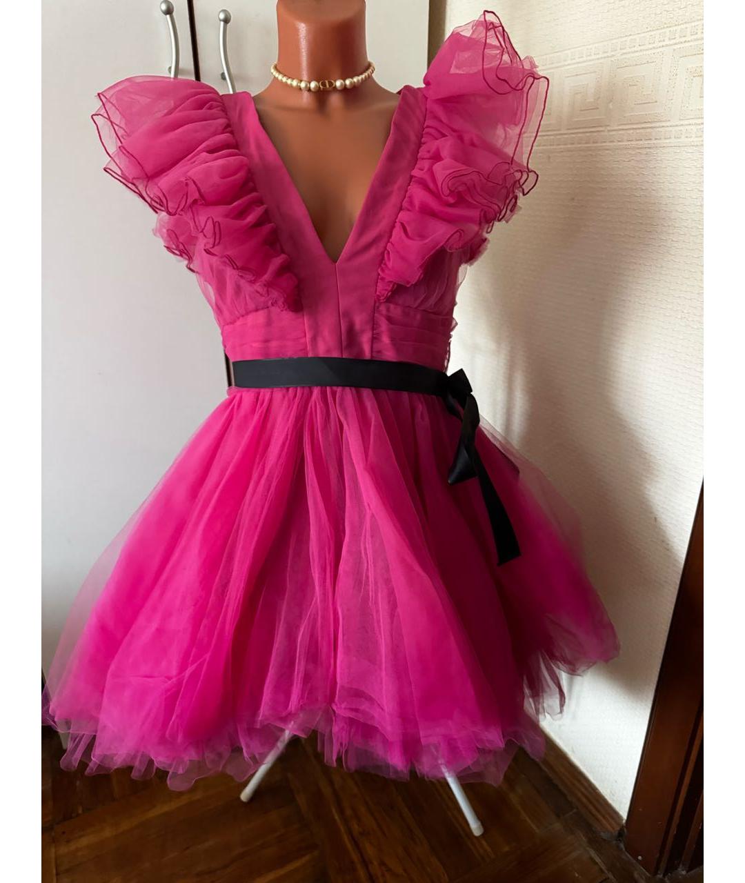 PINKO Фуксия полиэстеровое коктейльное платье, фото 9