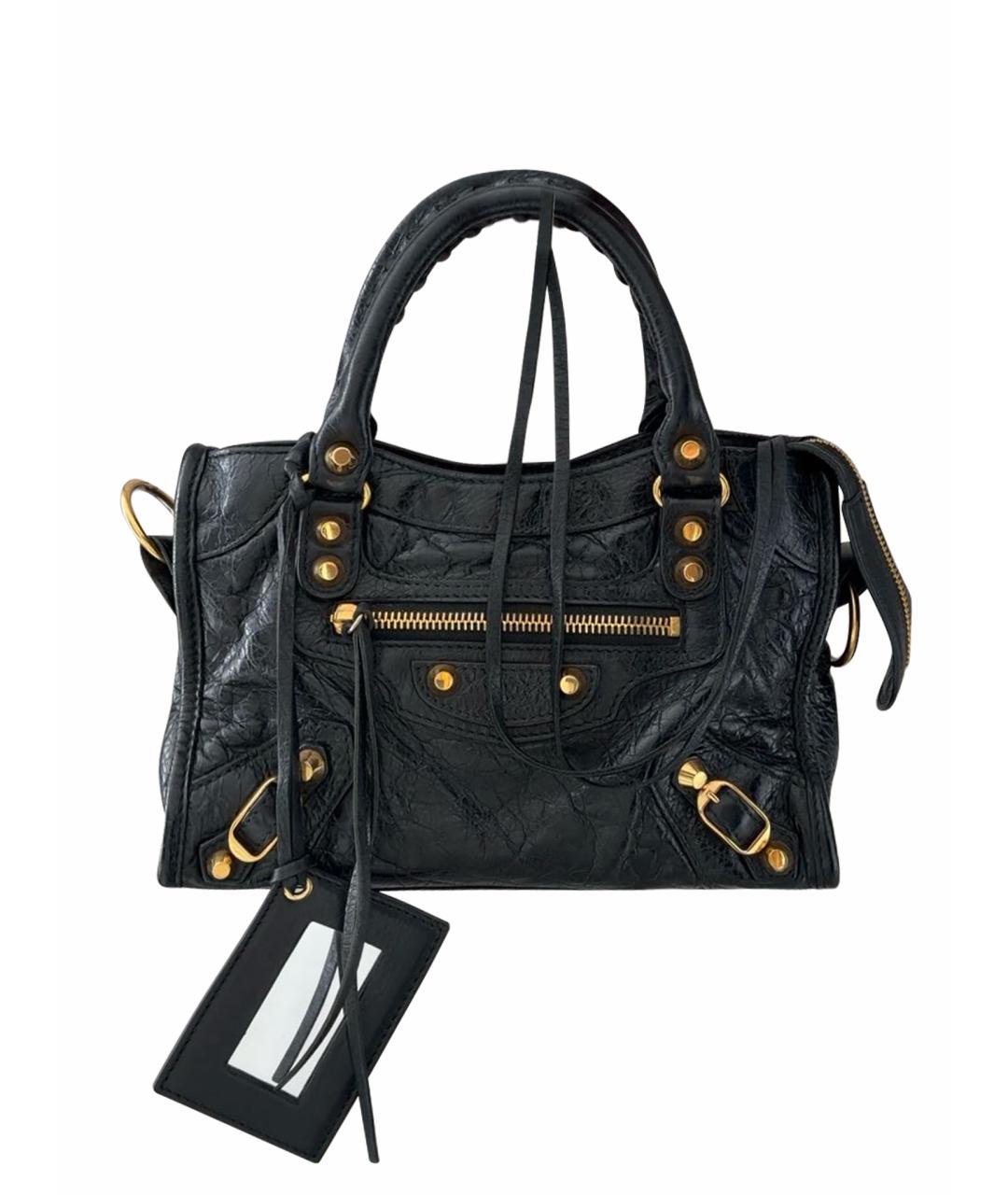 BALENCIAGA Черная кожаная сумка с короткими ручками, фото 1