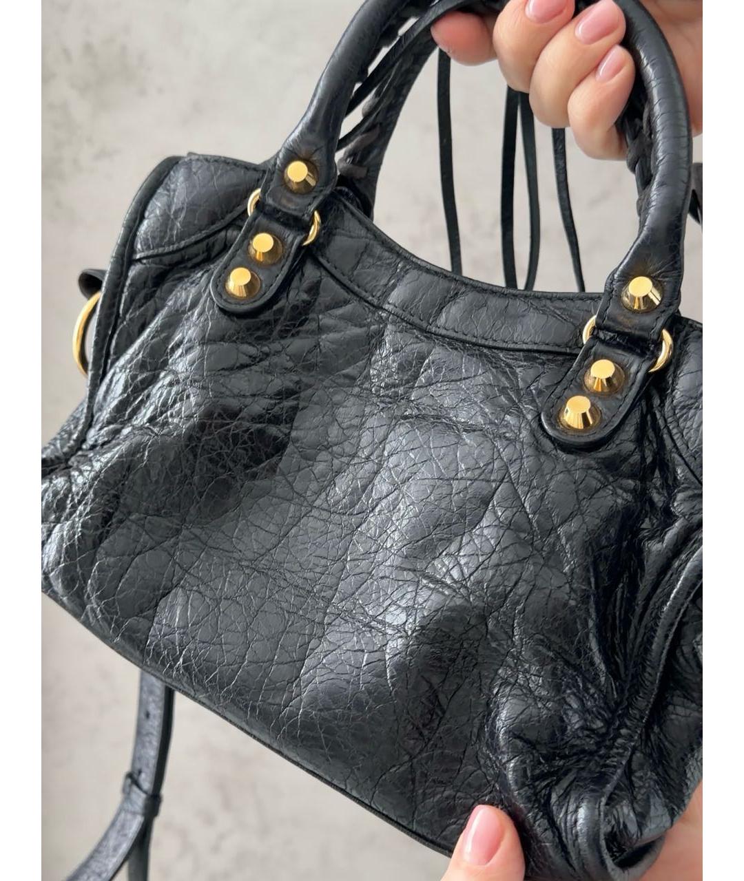 BALENCIAGA Черная кожаная сумка с короткими ручками, фото 7