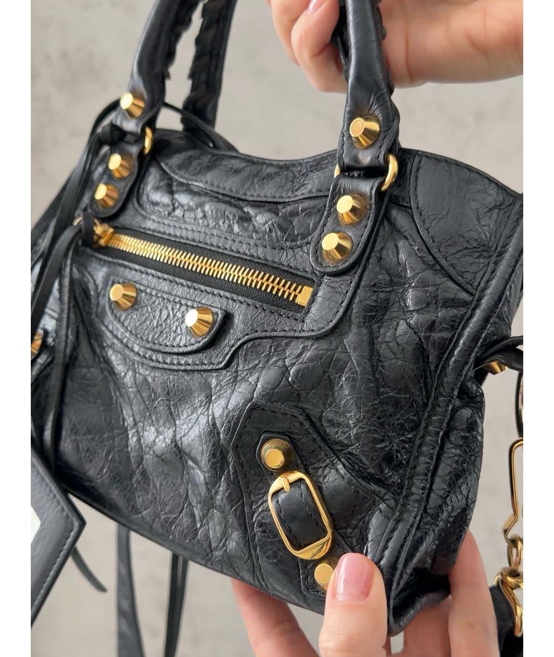 BALENCIAGA Черная кожаная сумка с короткими ручками, фото 2