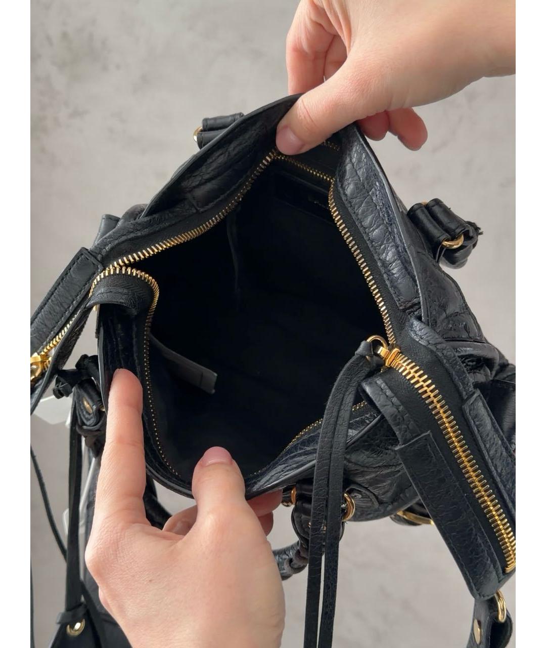 BALENCIAGA Черная кожаная сумка с короткими ручками, фото 4