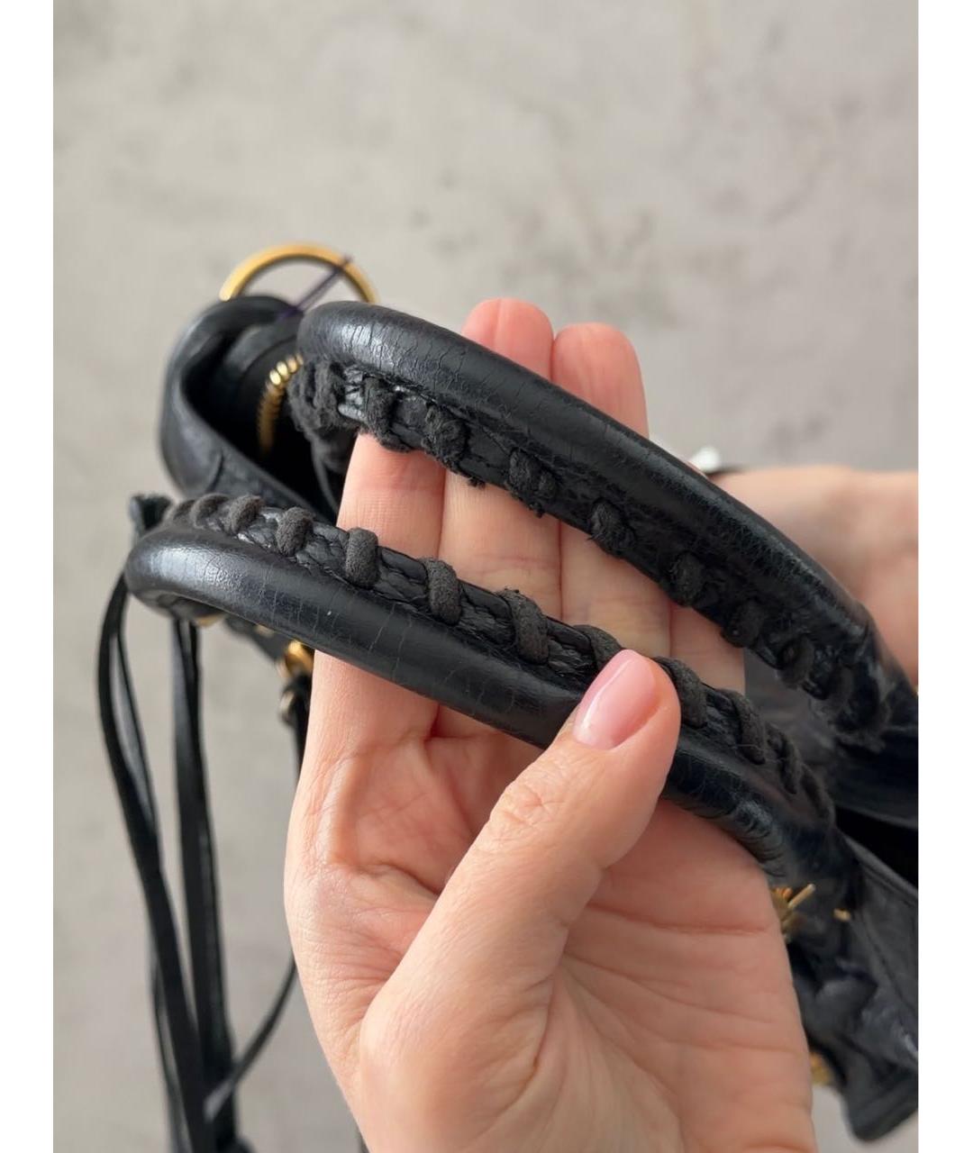 BALENCIAGA Черная кожаная сумка с короткими ручками, фото 5