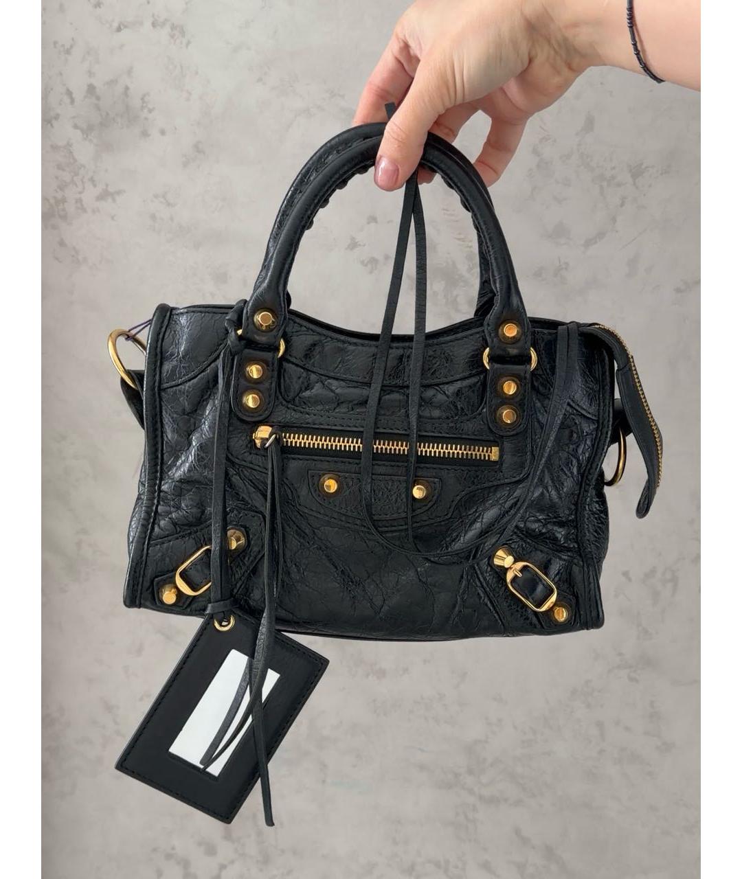 BALENCIAGA Черная кожаная сумка с короткими ручками, фото 9