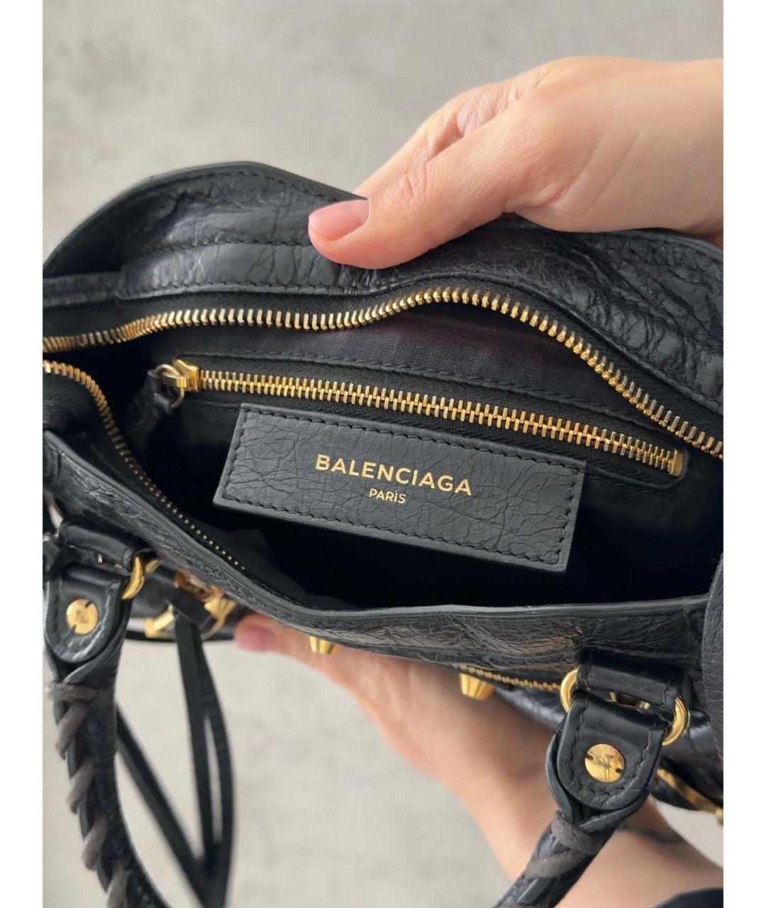 BALENCIAGA Черная кожаная сумка с короткими ручками, фото 6