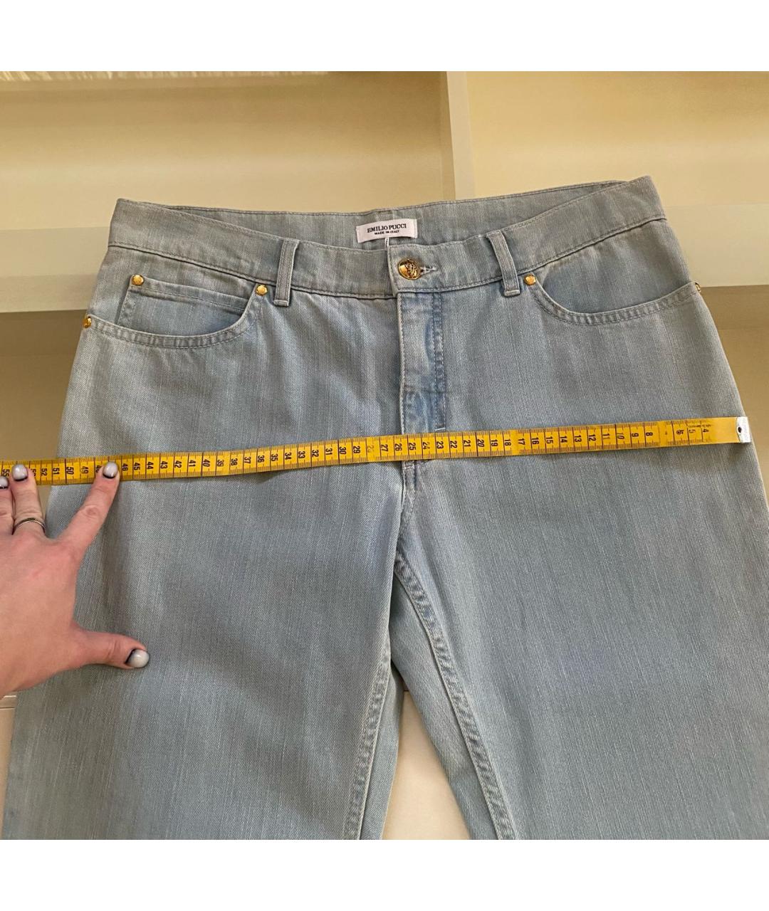 EMILIO PUCCI Голубые хлопко-эластановые прямые джинсы, фото 7