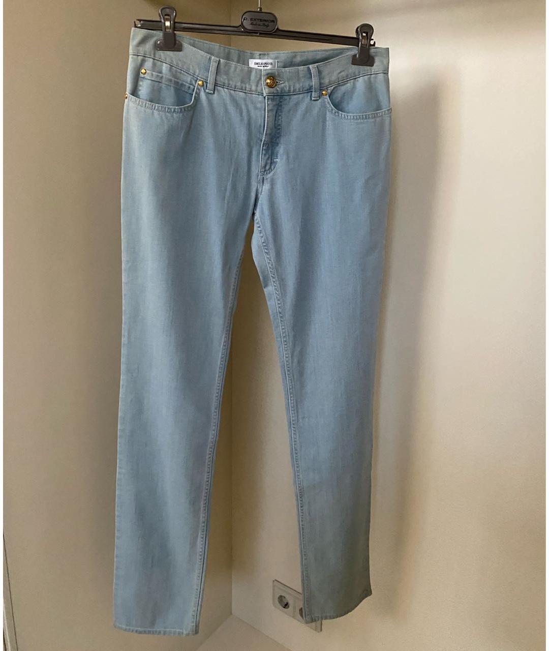 EMILIO PUCCI Голубые хлопко-эластановые прямые джинсы, фото 9