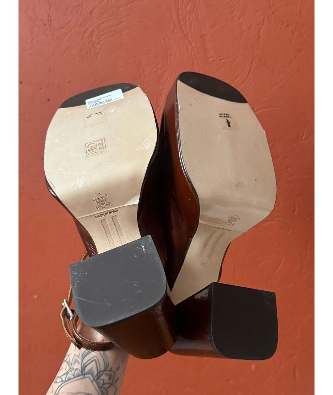 MIISTA Коричневые босоножки из лакированной кожи, фото 6