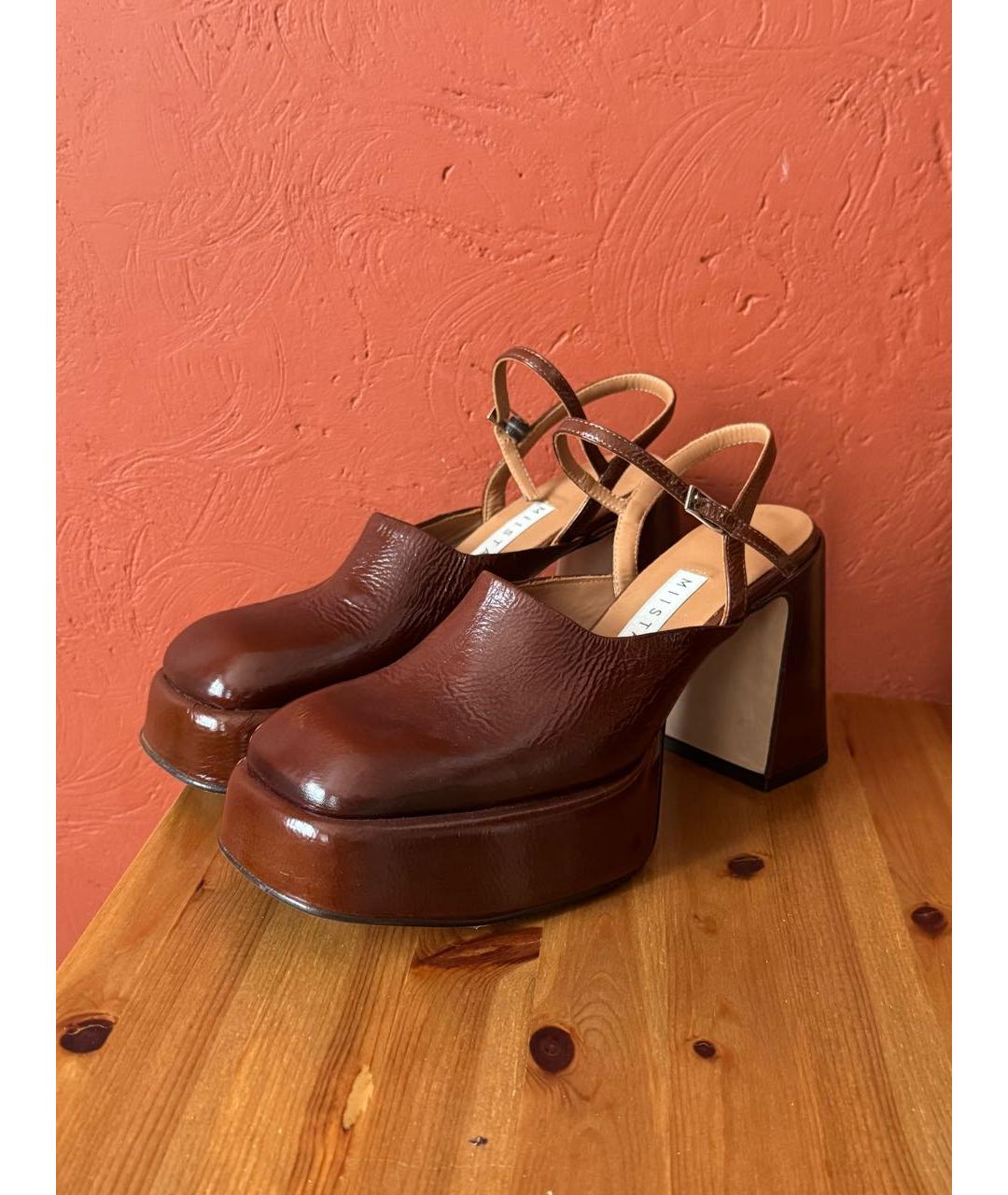 MIISTA Коричневые босоножки из лакированной кожи, фото 2