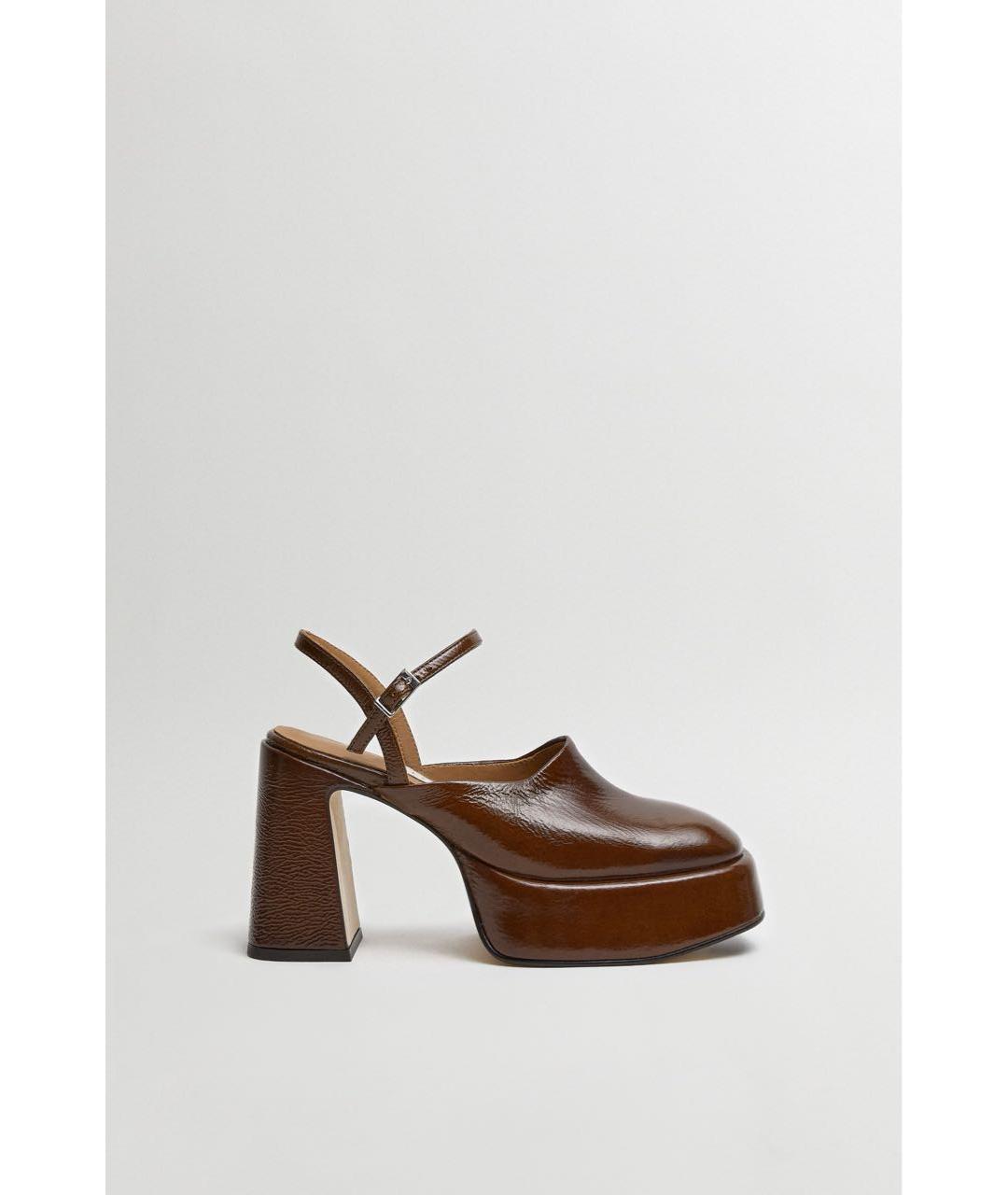 MIISTA Коричневые босоножки из лакированной кожи, фото 9