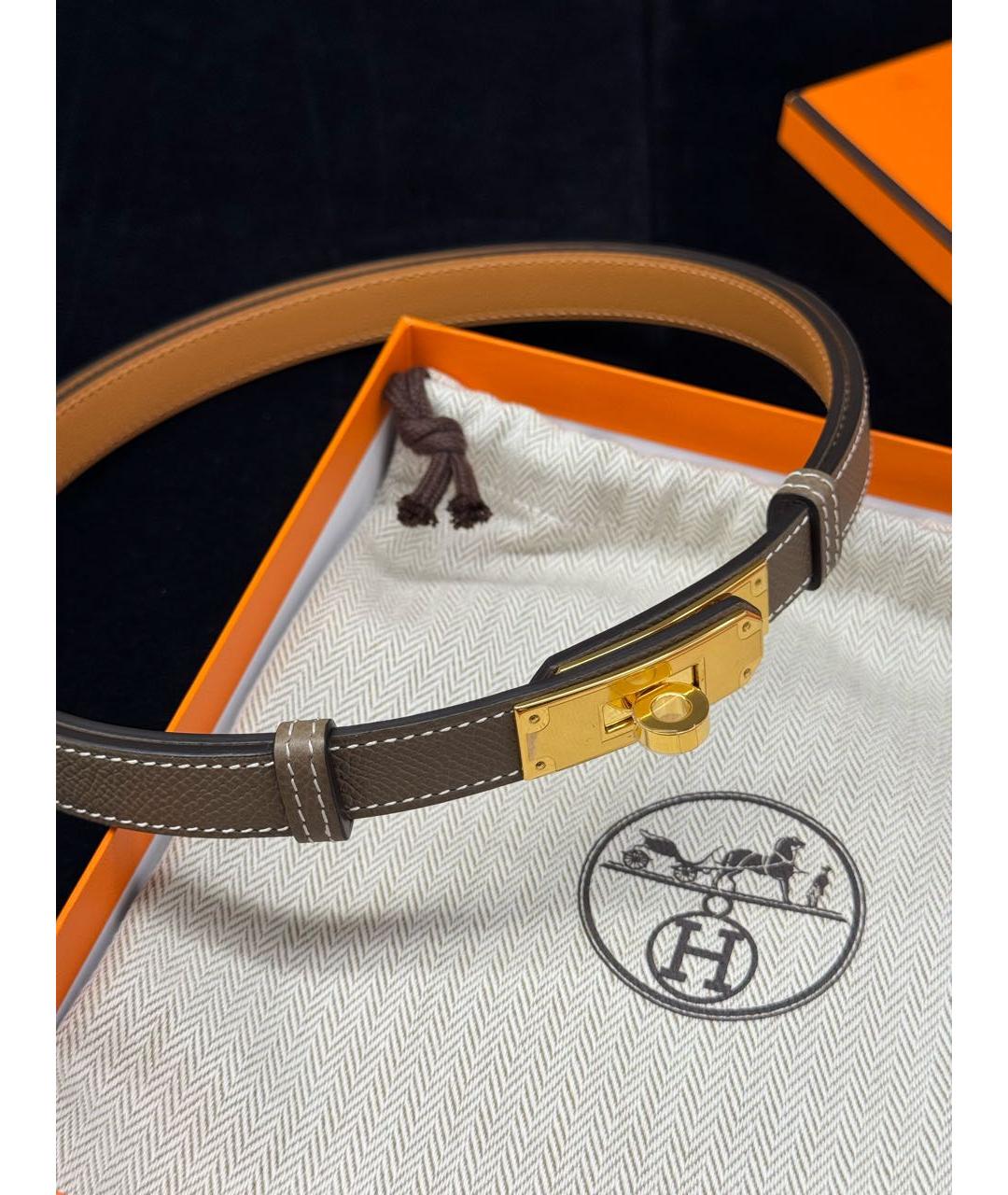 HERMES Серый кожаный ремень, фото 2