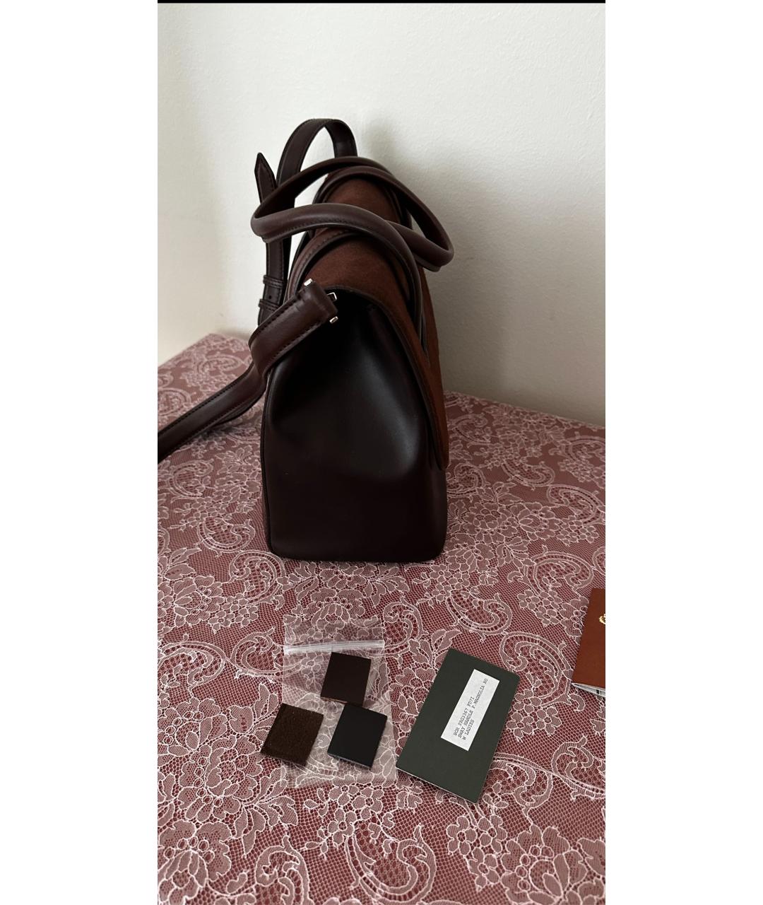 LORO PIANA Коричневая кожаная сумка через плечо, фото 2