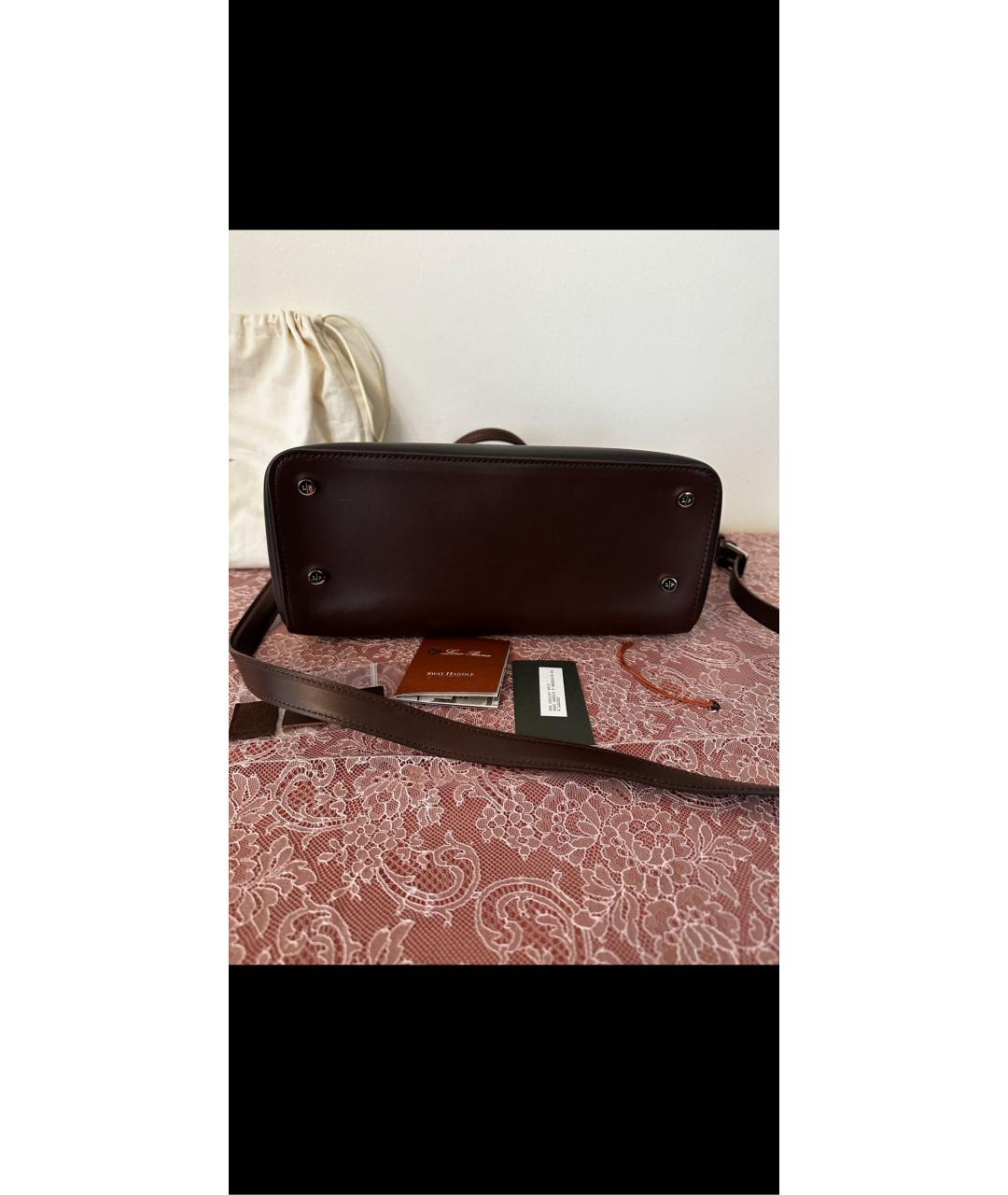 LORO PIANA Коричневая кожаная сумка через плечо, фото 7