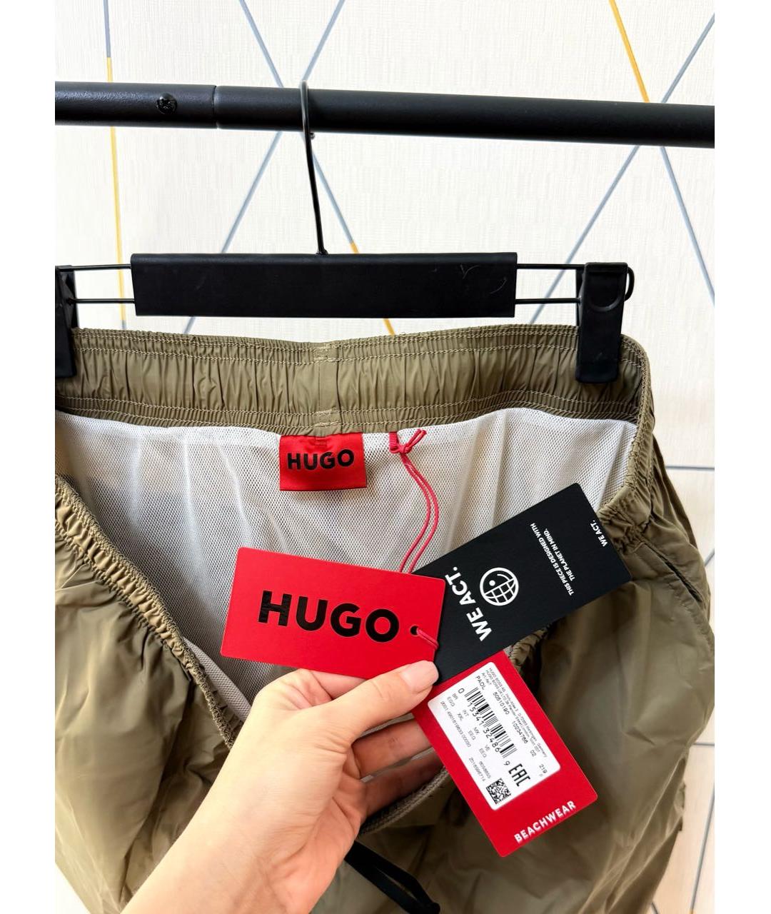 HUGO BOSS Хаки полиамидовые шорты, фото 3