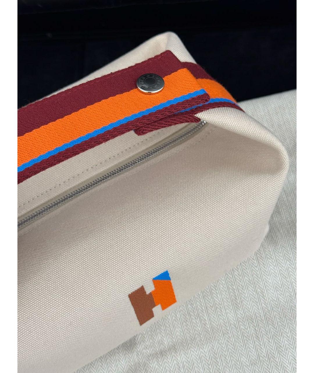 HERMES Бежевая хлопковая косметичка, фото 4