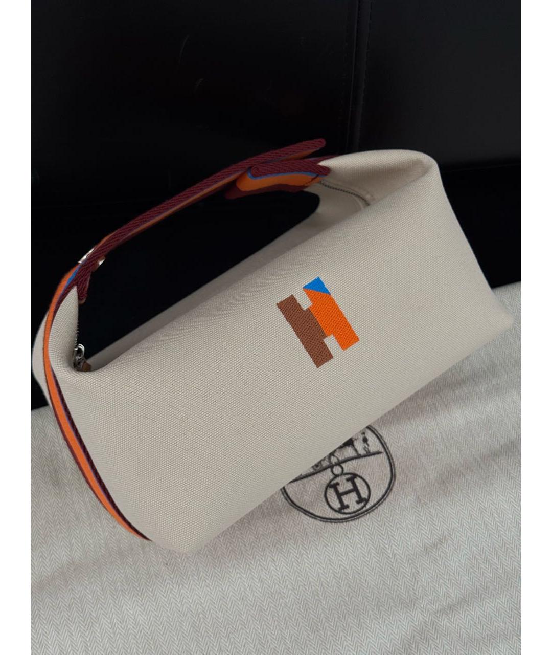 HERMES Бежевая хлопковая косметичка, фото 2