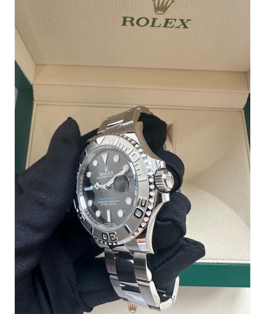 ROLEX Серые платиновые часы, фото 4