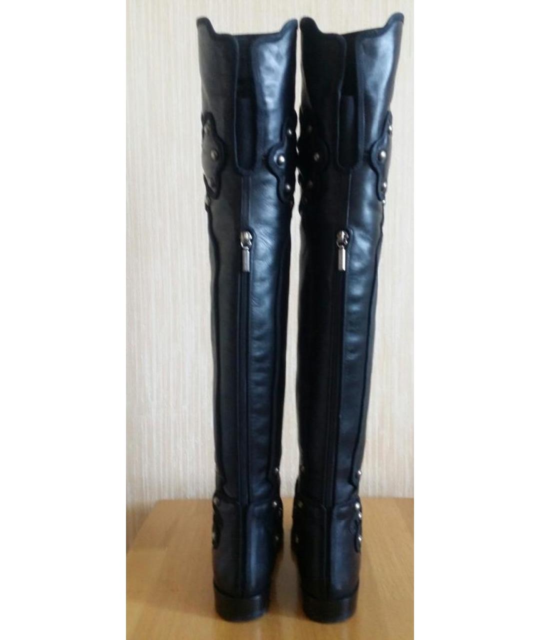 DOLCE&GABBANA Черные кожаные ботфорты, фото 5