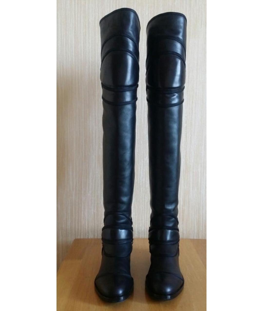 DOLCE&GABBANA Черные кожаные ботфорты, фото 4