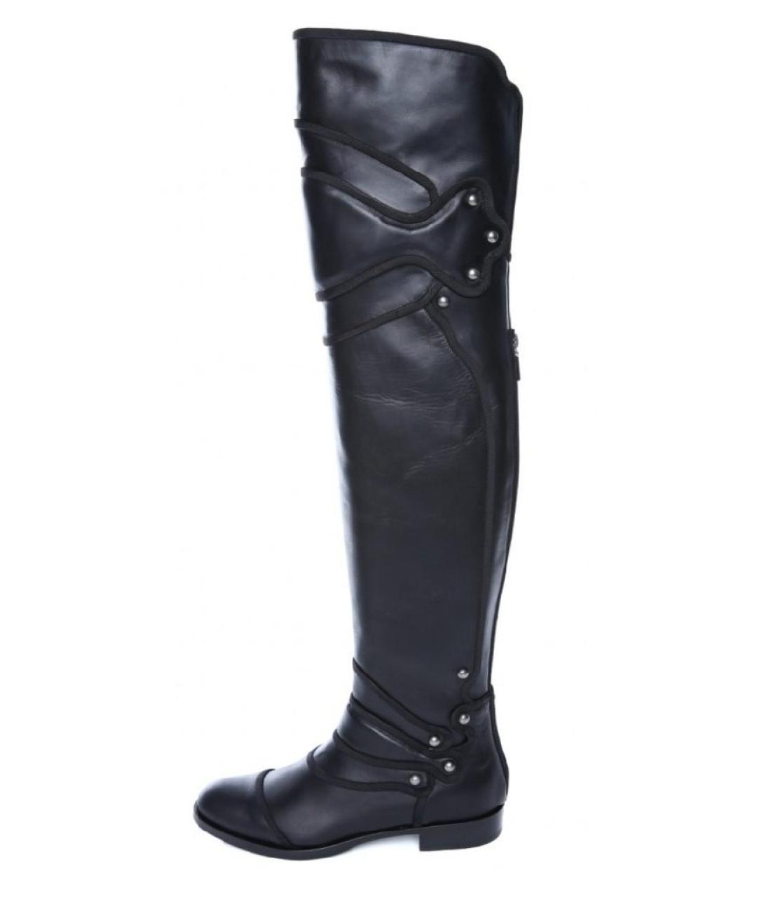 DOLCE&GABBANA Черные кожаные ботфорты, фото 7