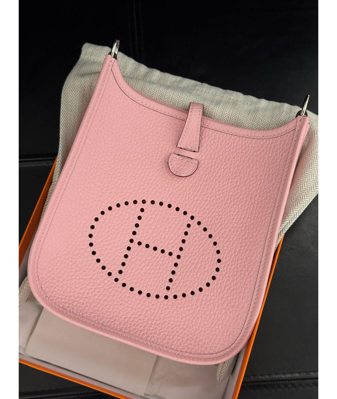 HERMES Розовая кожаная сумка через плечо, фото 2