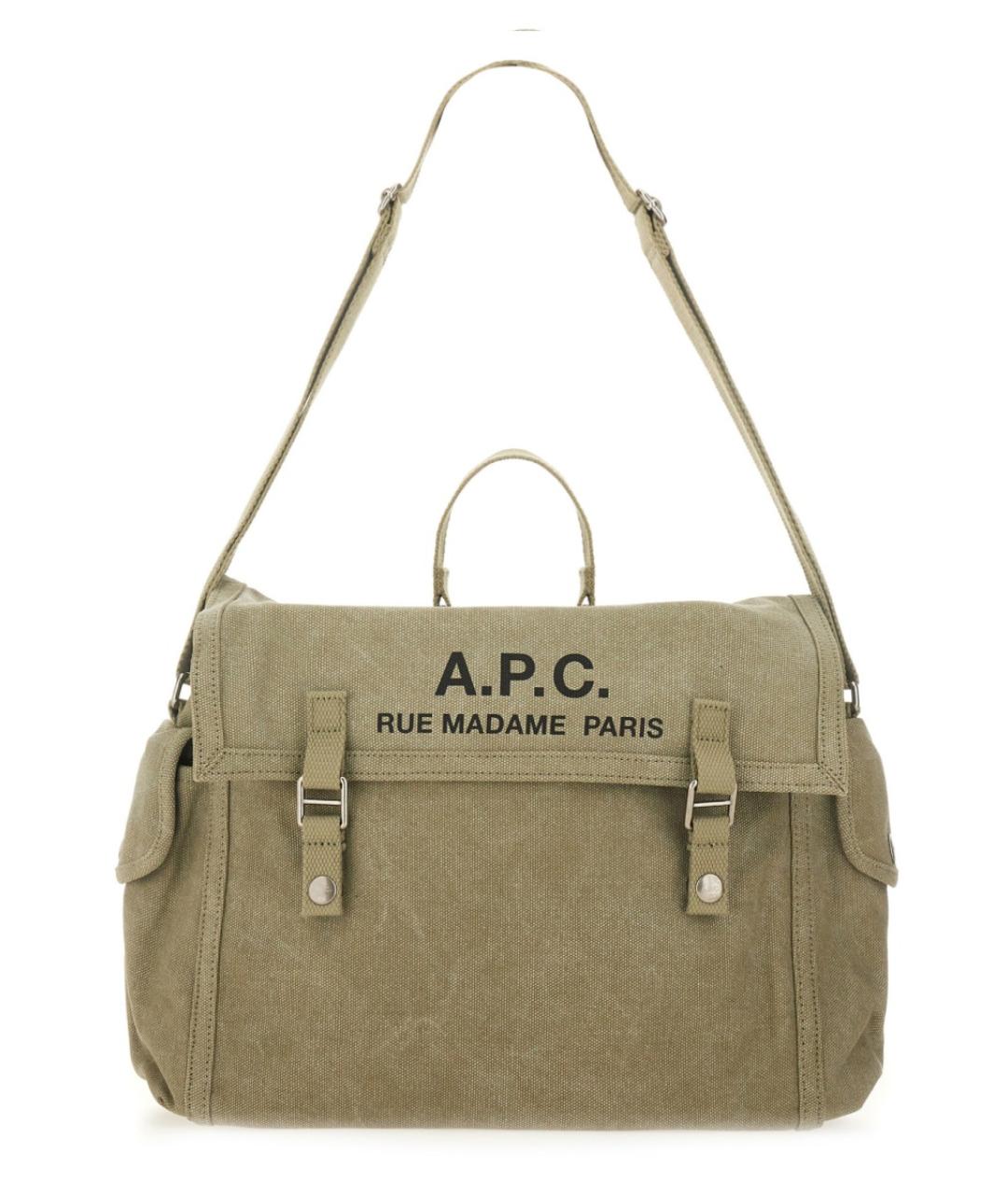 A.P.C. Хаки хлопковая сумка на плечо, фото 1