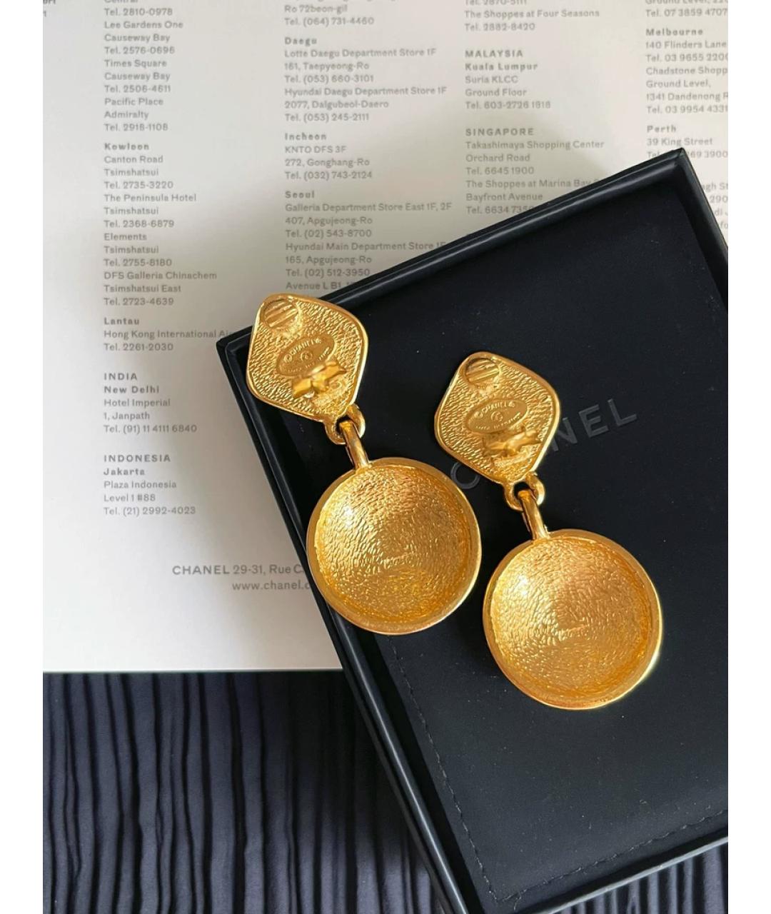 CHANEL Золотые металлические клипсы, фото 2