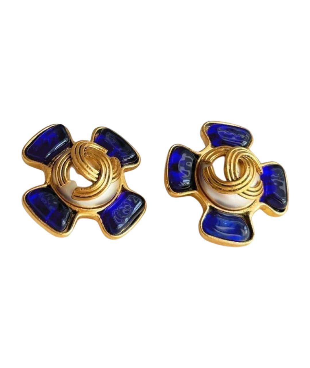CHANEL Синие металлические клипсы, фото 1