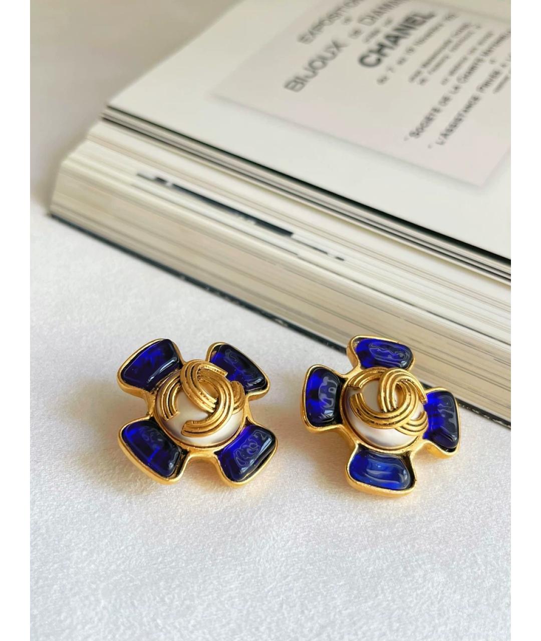 CHANEL Синие металлические клипсы, фото 5