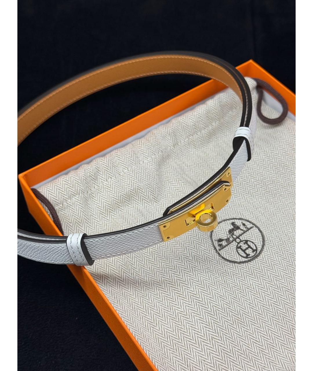 HERMES Белый кожаный ремень, фото 2