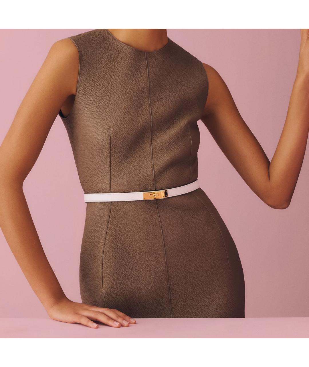 HERMES Белый кожаный ремень, фото 6