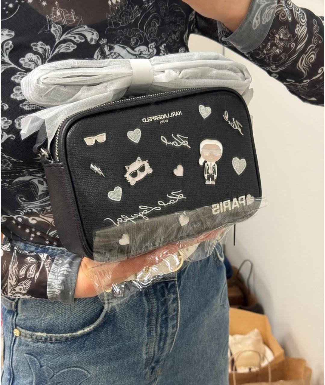 KARL LAGERFELD Черная сумка через плечо, фото 2