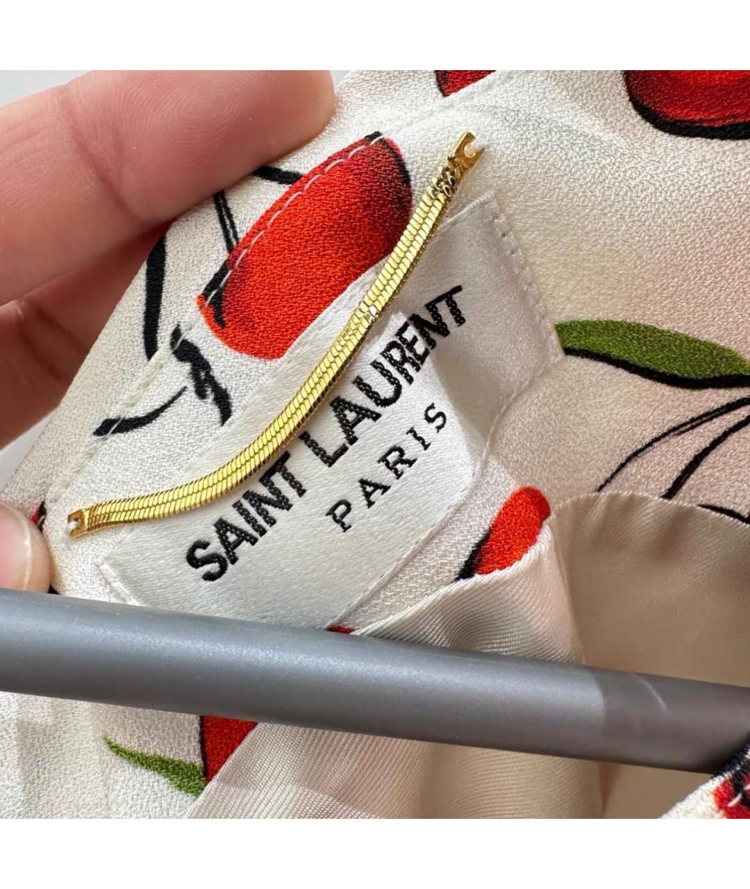 SAINT LAURENT Белое шелковое повседневное платье, фото 4