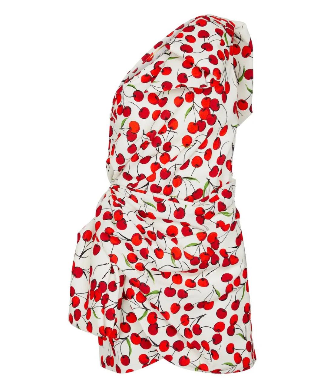 SAINT LAURENT Белое шелковое повседневное платье, фото 7