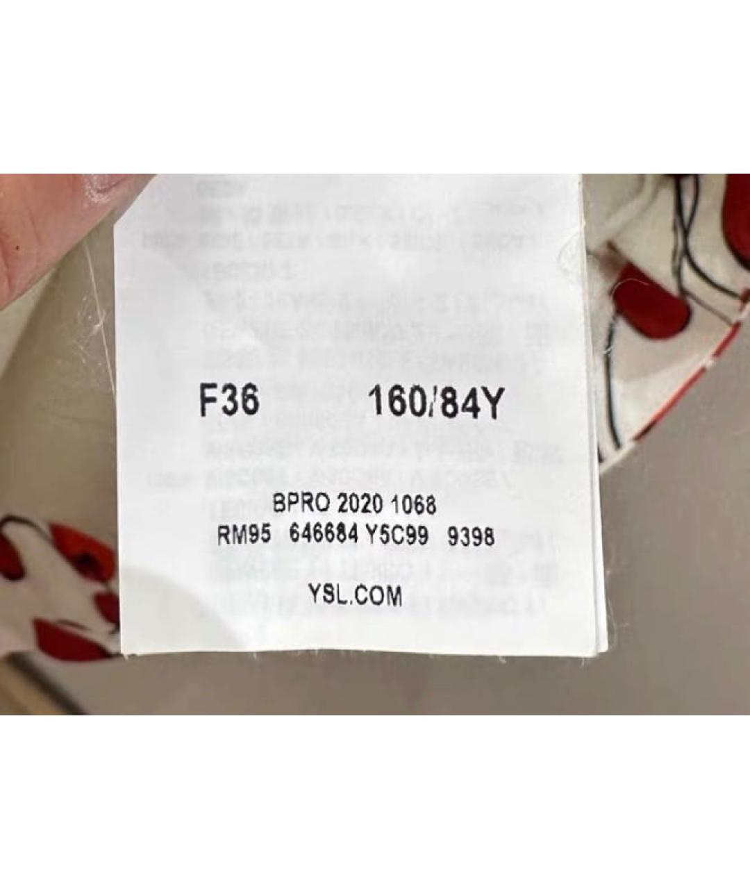 SAINT LAURENT Белое шелковое повседневное платье, фото 5